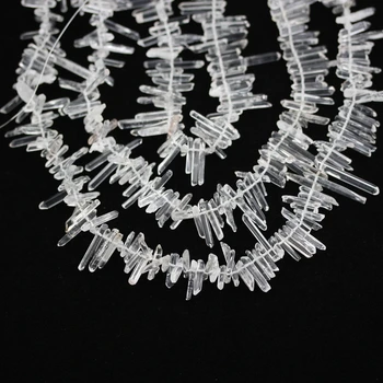 Lešteného Prírodného White Crystal Palice Perličiek,Vyvŕtať Surové Quartz Kamene Bodov Korálky Šperkov Náhrdelník