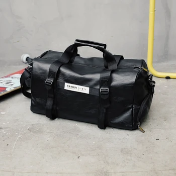 Ležérne Pánske Black Veľké PU Kožené Cestovné tašky Víkend cez Noc Duffle Kabelka Cestovné Tašky