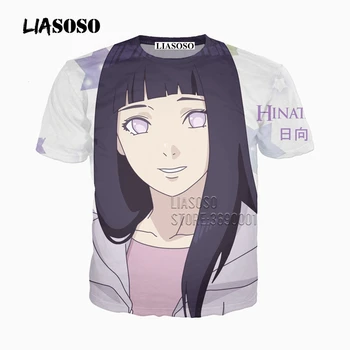LIASOSO 3D Tlač Ženy Muži Anime NARUTO Roztomilý Dievča Hinata Hyuga Uzumaki Naruto O-neck Tričko Letné T-shirt Bežné Topy X2285