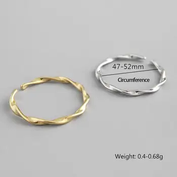 LicLiz Nové 925 Sterling Silver Twisted Otvoriť Prstene pre Ženy Zlato Jednoduché Nastaviteľné Prstene, Šperky Anillos Mujer LR0778