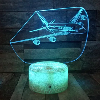 Lietadlo 3D Nočné Svetlo 7 Farieb Zmena LED JET stolná Lampa Umenie detského Domova, Spanie Osvetlenie Bluetooth Reproduktor 3d Lampa