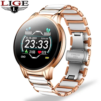LIGE 2020 Nové Inteligentné Hodinky Dámy Srdcovej frekvencie, Krvného Tlaku Informácie Pripomienka Športové Nepremokavé Keramické Popruh smartwatch Ženy