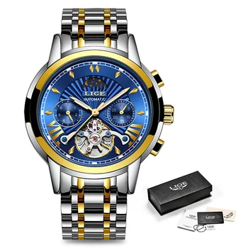 LIGE luxusné Automatická Muži Mechanické Hodinky Klasickom obchode Sledujte Muži Tourbillon Nepremokavé Muž Náramkové hodinky Relogio Masculino