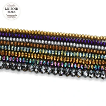 LINSOIR 1strand Prírodného Kameňa Korálky Abacus Tvar Hematite Korálky 3*2 mm,4*2 mm,6*3mm Vybrať Veľkosť Pre DIY Šperky Dodávky