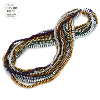LINSOIR 1strand Prírodného Kameňa Korálky Abacus Tvar Hematite Korálky 3*2 mm,4*2 mm,6*3mm Vybrať Veľkosť Pre DIY Šperky Dodávky