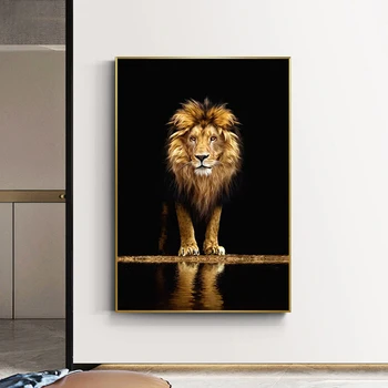 Lion in the Dark, olejomaľba na Plátne Wall Art Zvieratá Plagáty A Vytlačí Lions Dekoratívne Obrázky Steny v Obývacej Izbe Dekor nástenná maľba