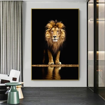 Lion in the Dark, olejomaľba na Plátne Wall Art Zvieratá Plagáty A Vytlačí Lions Dekoratívne Obrázky Steny v Obývacej Izbe Dekor nástenná maľba