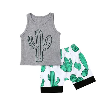 Lioraitiin Nové Príležitostné Batoľa, Dieťa, Chlapec Bežné Krátky Rukáv Šaty Kaktus Topy T-Shirt Šortky Letné Oblečenie Set