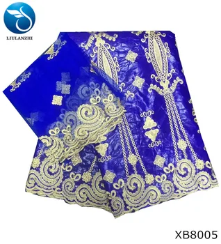 LIULANZHI 5 Metrov+2 Metrov India Bazin Riche Afriky Čipky Textílie 2018 S Blúzka Vyšívané Korálkami Povodí Textílie pre ženy XB80
