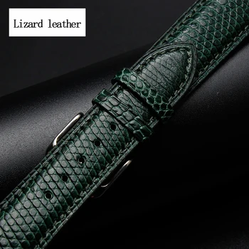 Lizard Koža Watchbands všeobecné použité tmavé zelené Hodinky Remienok Originálny Kožený Náramok Pás Mužov Sledovať Kapela pre zelené hodinky