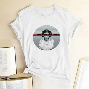 Lluita Com Una Dona Tlač Feministické T Shirt Ženy Krátky Rukáv Kolo Krku Harajuku T-shirt Grafické Tees Ženy 2020 Oblečenie Top