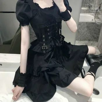 Lolita Šaty Dievčatá Prehrabať Čipky Šaty Lady Retro Lístkového Rukáv Cosplay Japonský Gotické Šaty