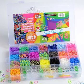 Loom Pásma Súpravy 4400 Loom Pásma Loom gumičky Rainbow Ručné Pletenie Stroj Ručné DIY Farebné gumičky Pre Deti