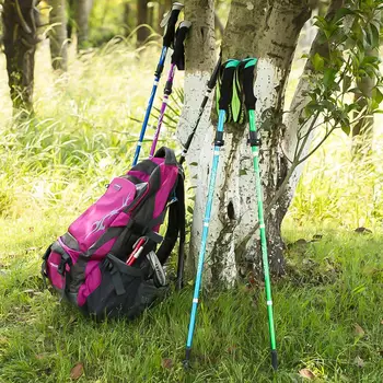 Loozykit Vonkajšie Skladacie Trekingové Palice Nordic Walking Stick Turistika Antishock Nastaviteľné Hliníkové Zliatiny Alpenstock