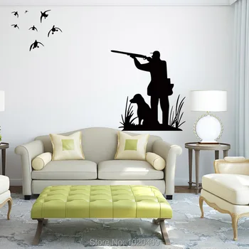 Lov vtákov lovci stenu, nálepky bytového zariadenia, dekoratívne štúdia nálepky Obrázok siluetu PVC tapety deti miestnosti 4012