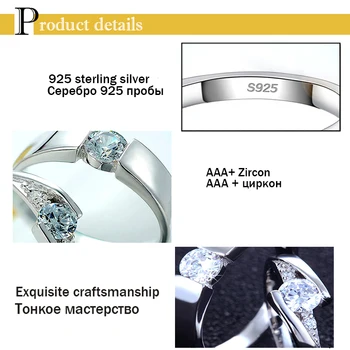 Luomansi Módne Šperky S925 Mincový Striebro Krúžok Pár AAA+ Zirkón Krúžok Pre Svadobné Partner pre zákazku