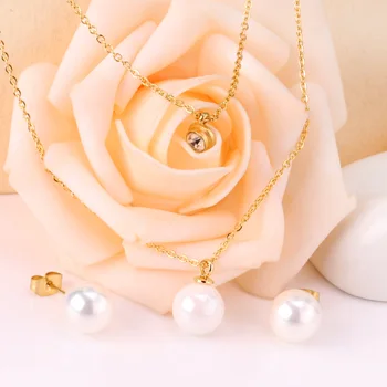LUXUKISSKIDS Falošné Perly Crystal Set Šperkov Náhrdelník Náušnice Svadobné Svadobné Dubaj Indickej Ženy Šperky Sady Pre Ženy, Dievčatá