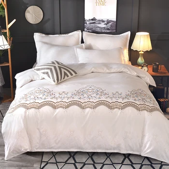 Luxurly perinu euro, posteľná bielizeň nastaviť elegantné Bielizeň jednoduché dvojité posteľná bielizeň Svadobné čipky Deka Kryt nastaviť obliečka na Vankúš bytový Textil