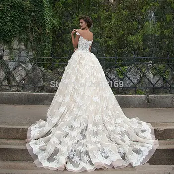 Luxusná Čipka plesové Šaty, Svadobné Šaty Rameno Princezná arabské Moslimské Arabská Nevesta Svadobné Šaty Šaty Weddingdress Zákazku
