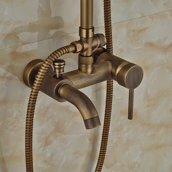 Luxusné Antique Brass sprcha Kohútik Súbor w/ zvukový Pult Sprcha Ťuknite na položku Náustok & Rukoväť Sprcha