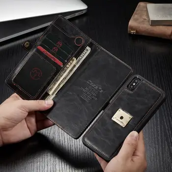 Luxusné držiteľa karty peňaženky, kožené puzdro Pre iPhone xs max xr x 11 magnetické flip cover púzdra pre iPhone 6 6 7 8 Plus telefón coque