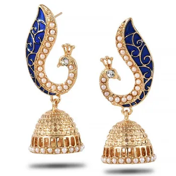 Luxusné dámske Crystal Zirkón Stud Náušnice Indickej Páva Stud Náušnice Koktail Party Šperky valentínske Darčeky
