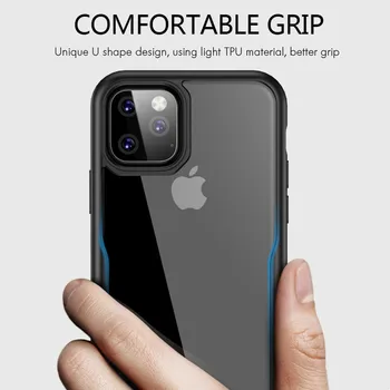 Luxusné Hit Farebné Silikónové Rám + priehľadný Akrylový puzdro Pre iPhone 11 Pro Max 11 Pro 11 Slim Transparentné Shockproof Brnenie Prípadoch