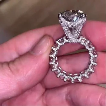 Luxusné Hruška rez 8ct Diamond Promise Ring 925 Sterling Silver Zapojenie Svadobné Kapela Prstene pre ženy, mužov, Jemné Strany Šperky