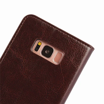 Luxusné Peňaženky Stojan Pokrytie Skutočné Cowhide Originálne Kožené Puzdro Pre Samsung Galaxy S5 S6 S7 Okraji Plus S8 Plus Note5 Note4 A3 A5 2017