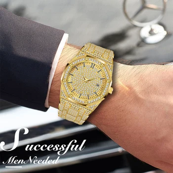 Luxusné pánske hodinky fashionalbe klasické miyota quartz hodinky zlatej farby 30 m vodotesný chlapec, priateľa, otca;s darček