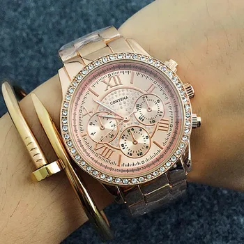 Luxusné ružové Zlato Hodinky Ženy Diamant Hodinky CONTENA z Nerezovej Ocele, Quartz náramkové hodinky Relogio Feminino Reloj Mujer 2020