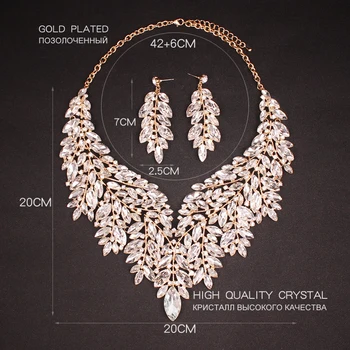 Luxusné Veľké Krištáľovo Vyhlásenie Náhrdelníky Náušnice Dubaj Šperky Sady Indian Svadobné Svadobné Party dámskej Módy Kostým Šperky