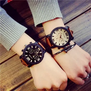 Luxusné Značky Pár Sledujte Muž a žena šport kožené Jednoduché Obľúbené Vodotesné Hodinky Business Náramkové hodinky č náramok