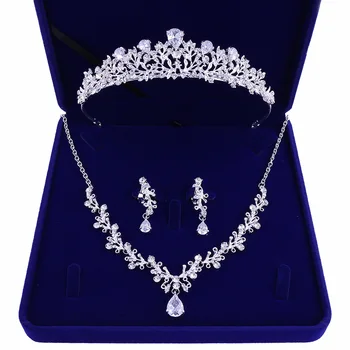 Luxusné Šľachtické Crystal Leaf Svadobné Šperky Sady Drahokamu Koruny Tiaras Náušnice, Náhrdelník, Nastavený pre Nevestu Afriky Korálky Šperky Sady