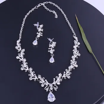 Luxusné Šľachtické Crystal Leaf Svadobné Šperky Sady Drahokamu Koruny Tiaras Náušnice, Náhrdelník, Nastavený pre Nevestu Afriky Korálky Šperky Sady