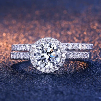 Luxusné Žena Crystal Kolo Svadobný Prsteň Módne S925 strieborné Svadobné šperky, Zásnubné Sľub Zirkón Kameň Prstene Pre Ženy