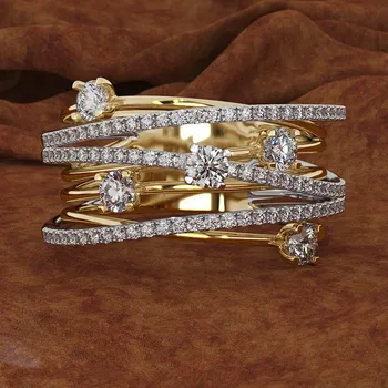 Luxusné Žena Crystal Zirkón Kamenný Kruh Roztomilé Ružové Zlato Farba Zásnubný Prsteň Sľub Lásky Zásnubné Prstene Pre Ženy