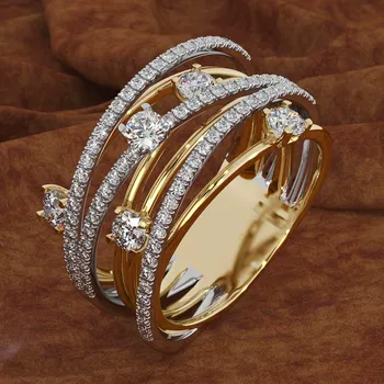 Luxusné Žena Crystal Zirkón Kamenný Kruh Roztomilé Ružové Zlato Farba Zásnubný Prsteň Sľub Lásky Zásnubné Prstene Pre Ženy