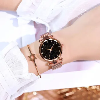 Luxusné Ženy Hodinky 2020 Dámske ružové Zlato Hodinky Hviezdne Nebo Magnetické Nepremokavé Žena Náramkové hodinky relogio feminino reloj mujer
