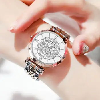 Luxusné Ženy z Nehrdzavejúcej Ocele Kapela Hodinky Módne Dámske Náramkové hodinky Quartz Žien Diamant Hodinky Žena Hodiny Reloj Mujer Hodinky