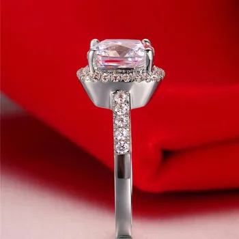 Luxusný 3 Carat Zapojenie Halo Krúžky Princezná Stlye Vankúš Rez Anelli Donna 925 Sterling Silver Ženy, Svadobné Šperky