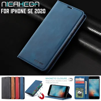 Luxusný Magnetická Kože Flip puzdro Pre iPhone SE 2020 4.7 palcový Držiteľa Karty Stojan Peňaženka Pre iPhone SE 2 SE2 Ochranný Kryt Telefónu