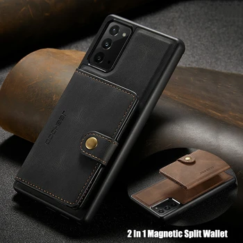 Luxusný Magnetická Split Peňaženky Karty Kožené Puzdro Pre Samsung Galaxy Note 8 9 10 Plus S20 20 S21 Ultra A51 A71 A12 A52 Zadný Kryt