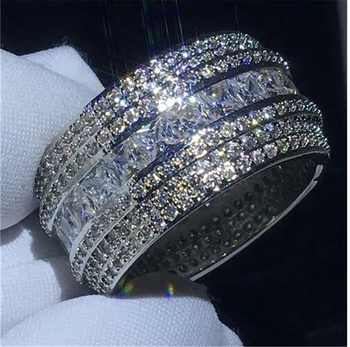 Luxusný Veľký Zirkón Kameň 925 Sterling Silver Kolo Kapela Prstene pre Ženy Módne Šperky 2021 Nové Svadobné Zásnubný Prsteň