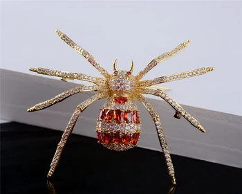 Luxusný Červený Pavúk Drahokamu Brošňa pre Ženy Muži Móda Lesklé Cubic Zirconia Svadobné Šperky, Dekorácie Hmyzu Corsage Kolíky