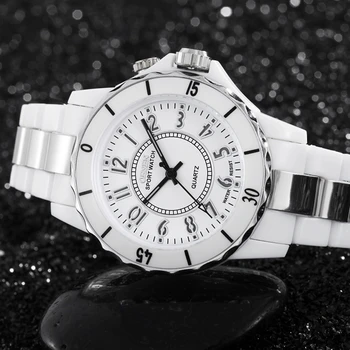 LXuxury Značky Quartz Biele Ženy Vodotesné Hodinky Módne Dámske Hodinky LED Digitálne Práce Náramkové hodinky Reloj mujer na Darček