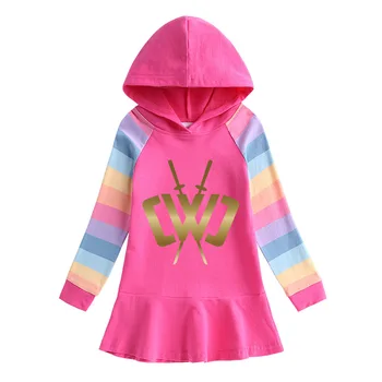 LYHO Rainbow Dievčatá Šaty Jar 2021 Batoľa Dlhý Rukáv Šaty, Detské Šaty s Kapucňou Sveter pre Deti Oblečenie 2-8 Rokov