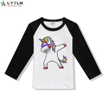LYTLM Animal Print T Shirt Dievča Dabbing Jednorožec Tee Tričko Enfant Fille Batoľa Dievča Topy Dievčenské Tričko s Dlhým Rukávom 4 6 8 10 Rokov