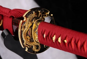 LYUESWORD Plné Funkčné KATANA Japonský Samuraj Meč Veľmi Ostré 9260 pružinovej Ocele UNOKUBI ZUKURI Čepeľ Dragon Tsubou Reálne Rez
