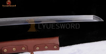 LYUESWORD Ručné Remeselnícky Samuraj Katana Japonský Meč T10 Ocele Hliny Tvrdeného Ostrý nôž Bitka Pripravený Vysoko Kvalitnej Mosadze Tsubou